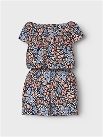 NAME IT Kortærmet Playsuit Vinaya Dark Sapphire Blomster